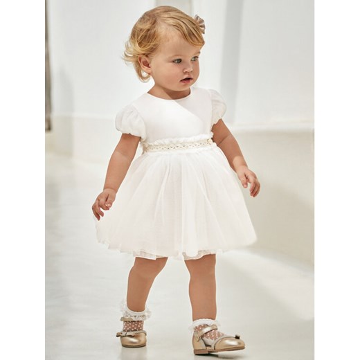 Mayoral Sukienka elegancka 01904 Écru Regular Fit ze sklepu MODIVO w kategorii Sukienki niemowlęce - zdjęcie 182680018