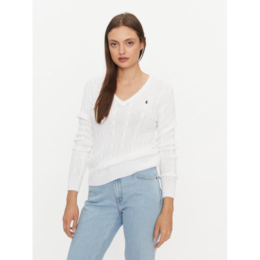 Polo Ralph Lauren Sweter 211891641001 Biały Regular Fit ze sklepu MODIVO w kategorii Swetry damskie - zdjęcie 182680087