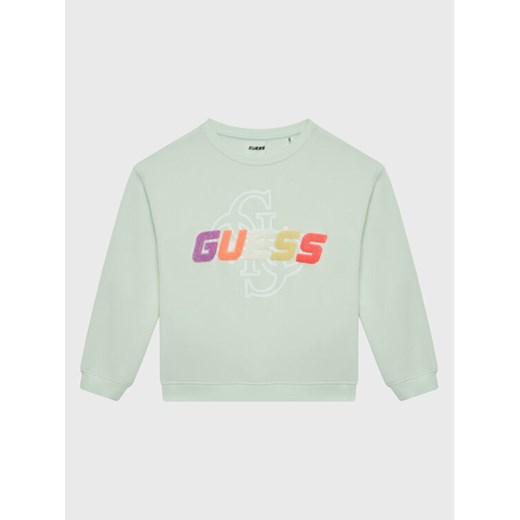 Guess Bluza J3GQ08 FL04P Zielony Regular Fit ze sklepu MODIVO w kategorii Bluzy dziewczęce - zdjęcie 182680458