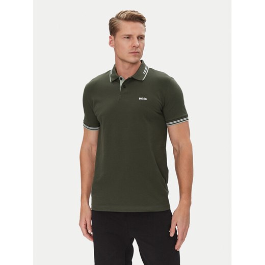 BOSS Polo Paul 50506193 Zielony Slim Fit ze sklepu MODIVO w kategorii T-shirty męskie - zdjęcie 182680868