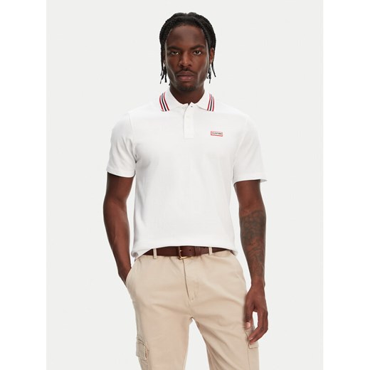 Hunter Polo Noris SS HARM0037242 Biały Regular Fit ze sklepu MODIVO w kategorii T-shirty męskie - zdjęcie 182681077