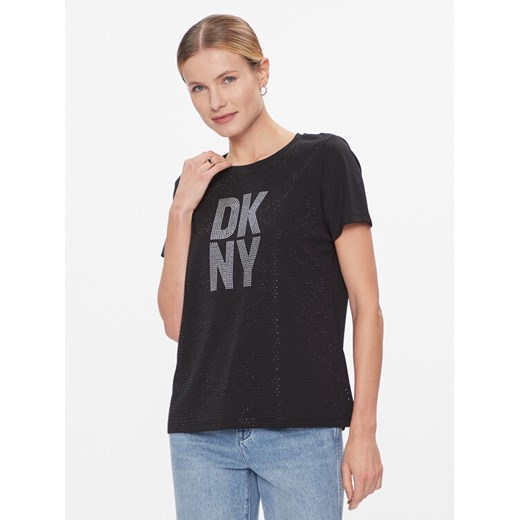 DKNY T-Shirt P3JHXDNA Czarny Regular Fit ze sklepu MODIVO w kategorii Bluzki damskie - zdjęcie 182681127