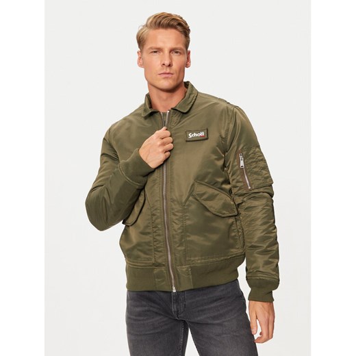 SCHOTT N.Y.C. Kurtka bomber 210100RS Zielony Regular Fit ze sklepu MODIVO w kategorii Kurtki męskie - zdjęcie 182681216