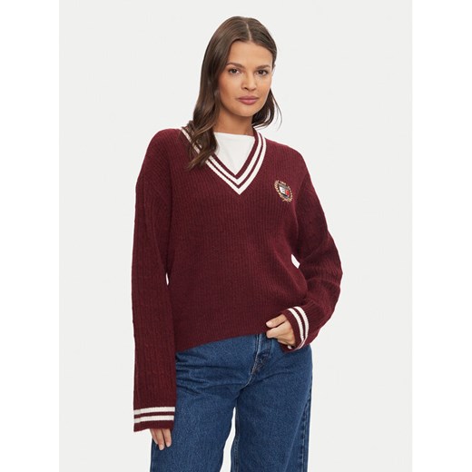 Tommy Jeans Sweter DW0DW19685 Bordowy Regular Fit ze sklepu MODIVO w kategorii Swetry damskie - zdjęcie 182681467