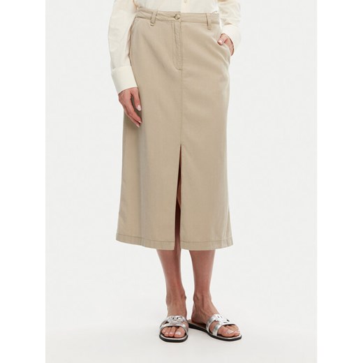 Tommy Hilfiger Spódnica midi WW0WW44726 Beżowy Regular Fit ze sklepu MODIVO w kategorii Spódnice - zdjęcie 182681569