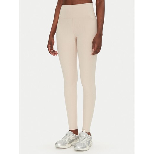 Girlfriend Collective Legginsy Rib High-Rise 4034 Beżowy Slim Fit ze sklepu MODIVO w kategorii Spodnie damskie - zdjęcie 182681688