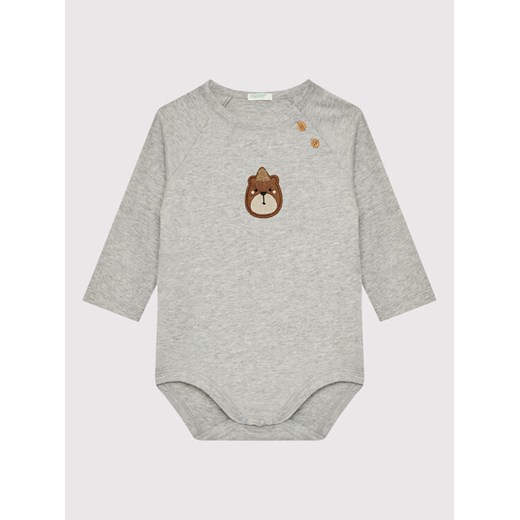 United Colors Of Benetton Body dziecięce 3ATNAB007 Szary Regular Fit ze sklepu MODIVO w kategorii Body niemowlęce - zdjęcie 182681959