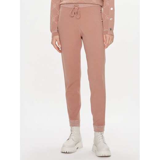 Liu Jo Sport Spodnie materiałowe TF3207 MA63L Różowy Slim Fit ze sklepu MODIVO w kategorii Spodnie damskie - zdjęcie 182682225