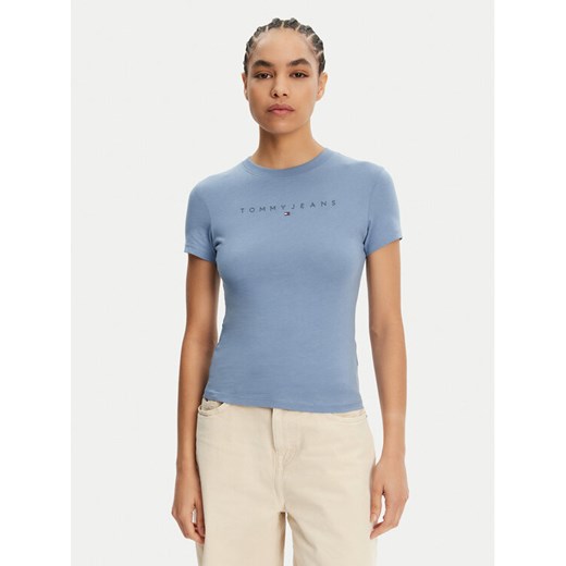Tommy Jeans T-Shirt Tonal Linear DW0DW20315 Niebieski Slim Fit ze sklepu MODIVO w kategorii Bluzki damskie - zdjęcie 182682345