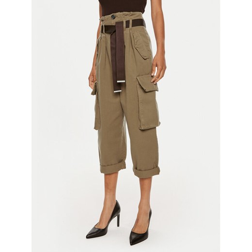Pinko Spodnie cargo Ronfare 101840 A21C Khaki Regular Fit ze sklepu MODIVO w kategorii Spodnie damskie - zdjęcie 182682388
