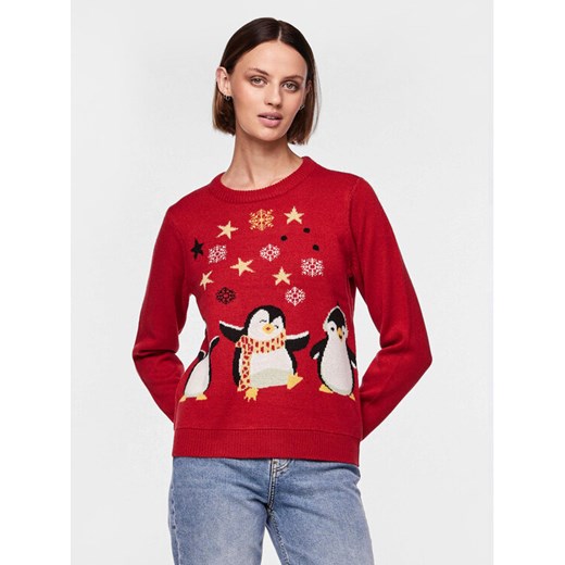 Pieces Sweter 17121018 Czerwony Regular Fit ze sklepu MODIVO w kategorii Swetry damskie - zdjęcie 182682406