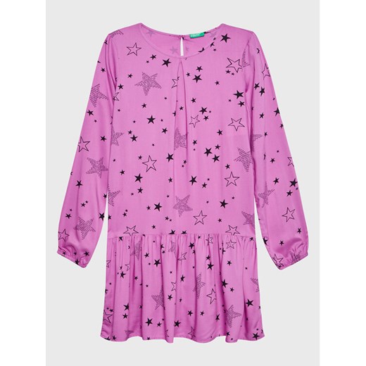 United Colors Of Benetton Sukienka codzienna 4C0PCV010 Różowy Relaxed Fit ze sklepu MODIVO w kategorii Sukienki dziewczęce - zdjęcie 182682497