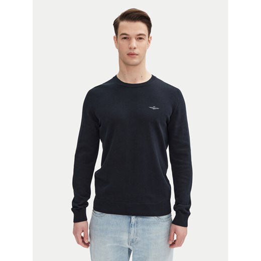 Aeronautica Militare Sweter 251MA1502L506 Granatowy Regular Fit ze sklepu MODIVO w kategorii Swetry męskie - zdjęcie 182682718