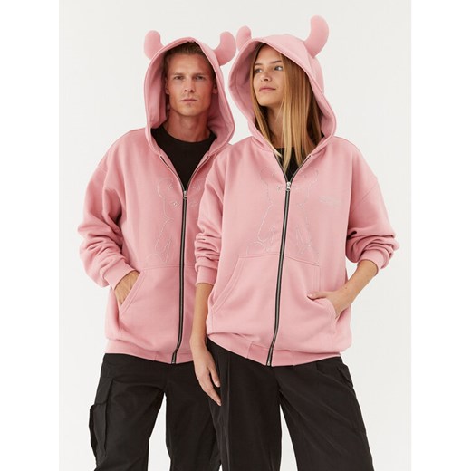 2005 Bluza Unisex Studded Horned Lucy Zip Różowy Relaxed Fit ze sklepu MODIVO w kategorii Bluzy męskie - zdjęcie 182682835