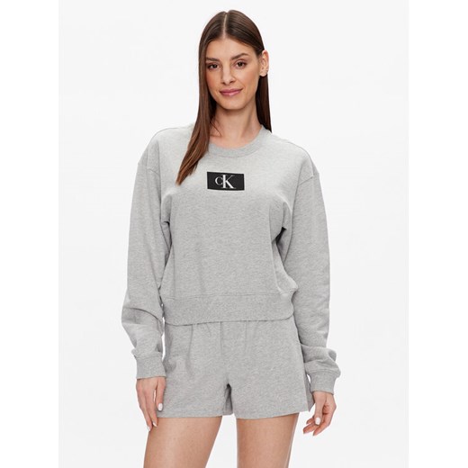 Calvin Klein Underwear Bluza 000QS6942E Szary Regular Fit ze sklepu MODIVO w kategorii Bluzy damskie - zdjęcie 182682928
