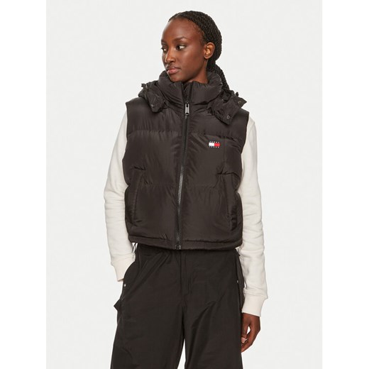 Tommy Jeans Bezrękawnik Alaska DW0DW18611 Czarny Cropped Fit ze sklepu MODIVO w kategorii Kamizelki damskie - zdjęcie 182683226