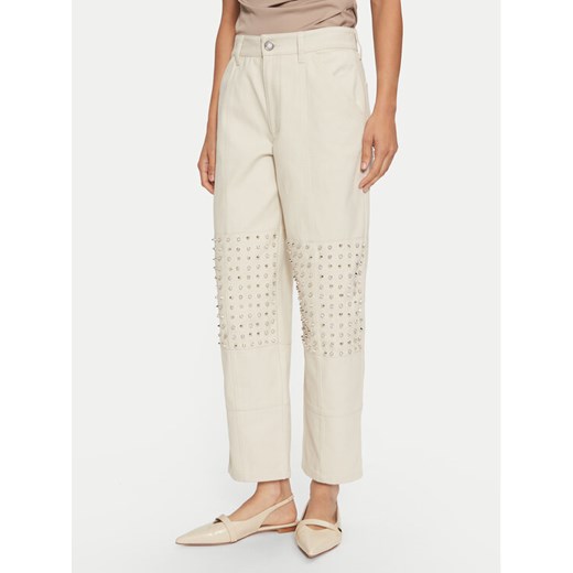 PINKO Spodnie materiałowe 104429 A284 Écru Regular Fit ze sklepu MODIVO w kategorii Spodnie damskie - zdjęcie 182683235