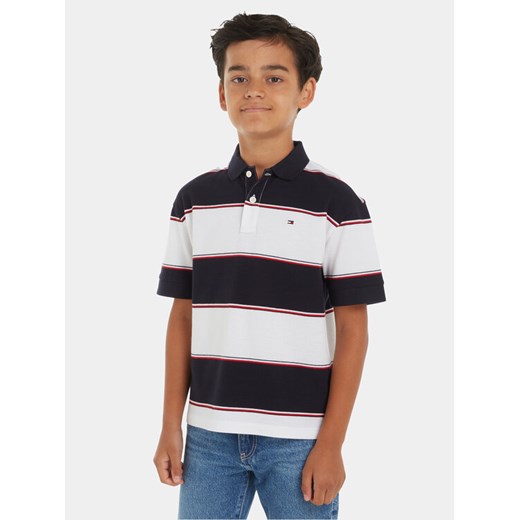 Tommy Hilfiger Polo Global Rugby KB0KB08857 Biały Relaxed Fit ze sklepu MODIVO w kategorii T-shirty chłopięce - zdjęcie 182683516