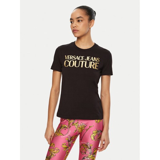 Versace Jeans Couture T-Shirt 78HAHT01 Czarny Regular Fit ze sklepu MODIVO w kategorii Bluzki damskie - zdjęcie 182683707