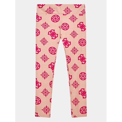 Guess Legginsy J3YB03 MC03W Różowy Slim Fit ze sklepu MODIVO w kategorii Spodnie dziewczęce - zdjęcie 182683977