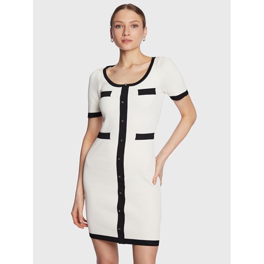 Fracomina Sukienka dzianinowa FS23SD5005K41701 Biały Slim Fit ze sklepu MODIVO w kategorii Sukienki - zdjęcie 182684135