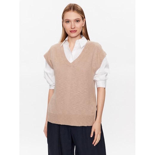 Gant Sweter 4805190 Beżowy Regular Fit ze sklepu MODIVO w kategorii Kamizelki damskie - zdjęcie 182684178