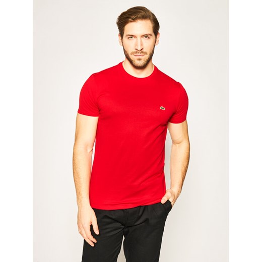 Lacoste T-Shirt TH6709 Czerwony Regular Fit ze sklepu MODIVO w kategorii T-shirty męskie - zdjęcie 182684179