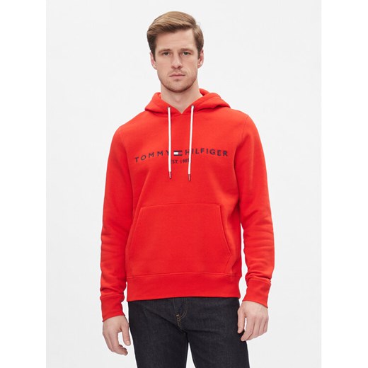 Tommy Hilfiger Bluza Tommy Logo Hoody MW0MW11599 Czerwony Regular Fit ze sklepu MODIVO w kategorii Bluzy męskie - zdjęcie 182684286