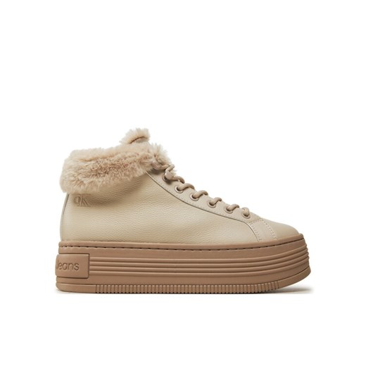 Calvin Klein Jeans Botki Bold Platf Low Laceup Mg YW0YW01590 Beżowy ze sklepu MODIVO w kategorii Botki - zdjęcie 182684575