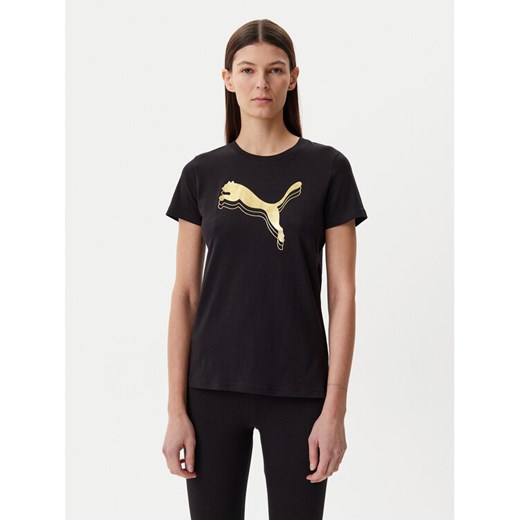 Puma T-Shirt Essentials Metallic 684995 Czarny Regular Fit ze sklepu MODIVO w kategorii Bluzki damskie - zdjęcie 182684579