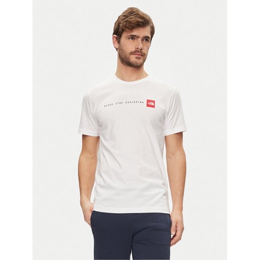 The North Face T-Shirt Never Stop NF0A87NS Biały Regular Fit ze sklepu MODIVO w kategorii T-shirty męskie - zdjęcie 182684595