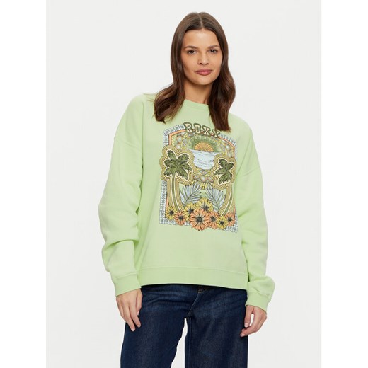 Roxy Bluza Lineup ERJFT04864 Zielony Relaxed Fit ze sklepu MODIVO w kategorii Bluzy damskie - zdjęcie 182684779