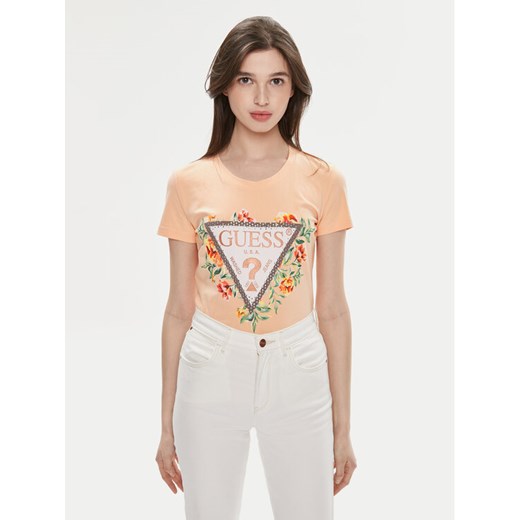 Guess T-Shirt W4GI24 J1314 Pomarańczowy Slim Fit ze sklepu MODIVO w kategorii Bluzki damskie - zdjęcie 182684785