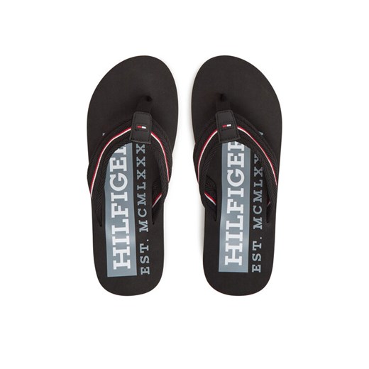 Tommy Hilfiger Japonki Corporate Hilfiger Beach FM0FM05436 Czarny ze sklepu MODIVO w kategorii Klapki męskie - zdjęcie 182684815