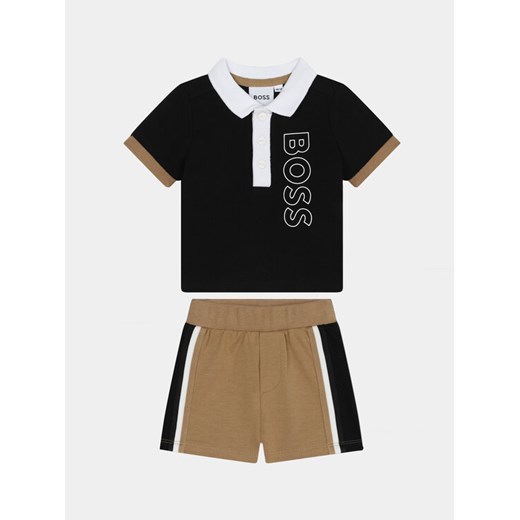 Boss Komplet polo i spodenki J50785 Czarny Regular Fit ze sklepu MODIVO w kategorii Komplety niemowlęce - zdjęcie 182684865
