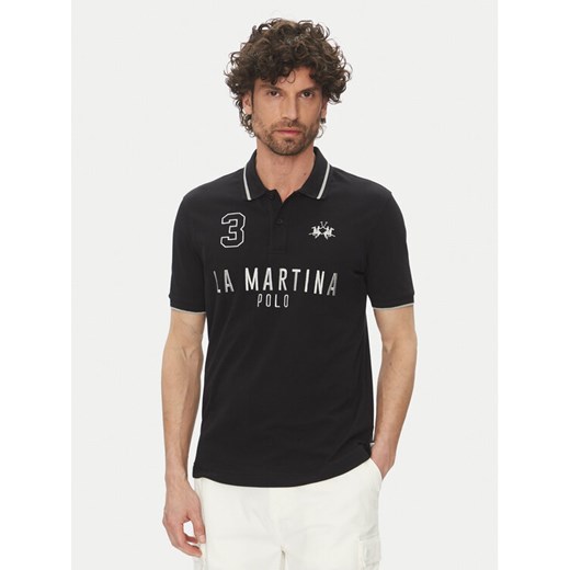 La Martina Polo Yeshayahu MAP320 PK001 Czarny Regular Fit ze sklepu MODIVO w kategorii T-shirty męskie - zdjęcie 182684909