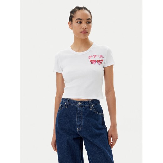 HUGO T-Shirt Delanor_2 50539132 Biały Cropped Fit ze sklepu MODIVO w kategorii Bluzki damskie - zdjęcie 182684929