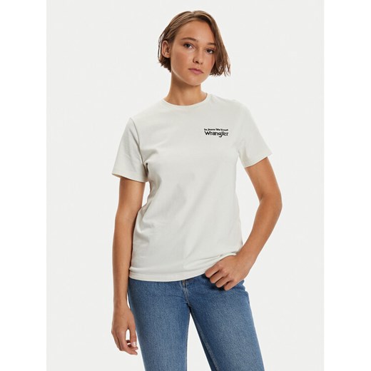 Wrangler T-Shirt Graphic 112356428 Biały Regular Fit ze sklepu MODIVO w kategorii Bluzki damskie - zdjęcie 182685009