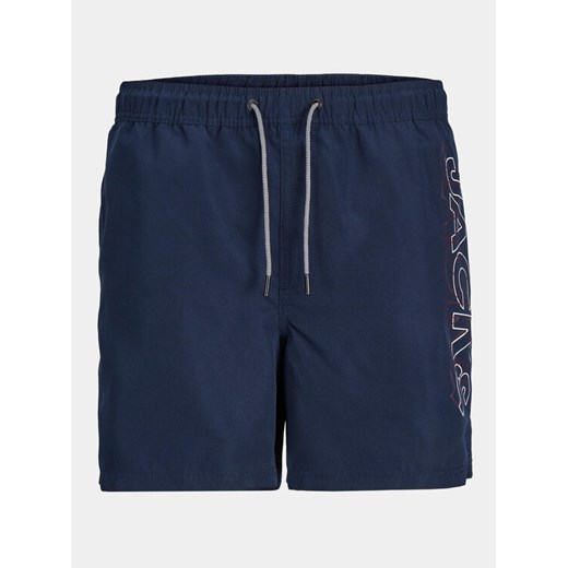 Jack&Jones Junior Szorty kąpielowe Fiji Double Logo 12256153 Granatowy Regular Fit ze sklepu MODIVO w kategorii Spodenki chłopięce - zdjęcie 182685026