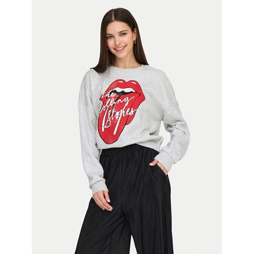 ONLY Bluza Rolling Stones 15345927 Szary Regular Fit ze sklepu MODIVO w kategorii Bluzy damskie - zdjęcie 182685179