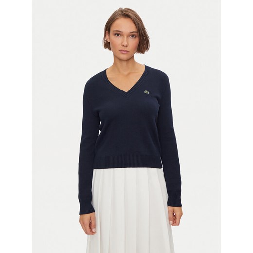Lacoste Sweter AF3324 Granatowy Regular Fit ze sklepu MODIVO w kategorii Swetry damskie - zdjęcie 182685187