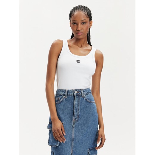 Hugo Top Datamia 50514489 Biały Slim Fit ze sklepu MODIVO w kategorii Bluzki damskie - zdjęcie 182685188