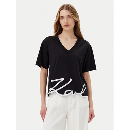 KARL LAGERFELD T-Shirt A2W17112 Czarny Regular Fit ze sklepu MODIVO w kategorii Bluzki damskie - zdjęcie 182685329