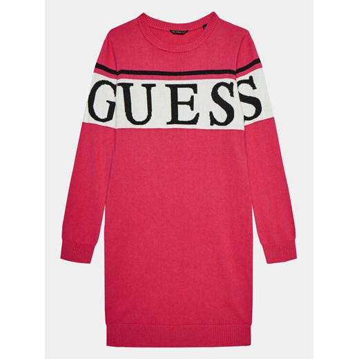 Guess Sukienka dzianinowa J3BK16 Z38B0 Różowy Regular Fit ze sklepu MODIVO w kategorii Sukienki dziewczęce - zdjęcie 182685477