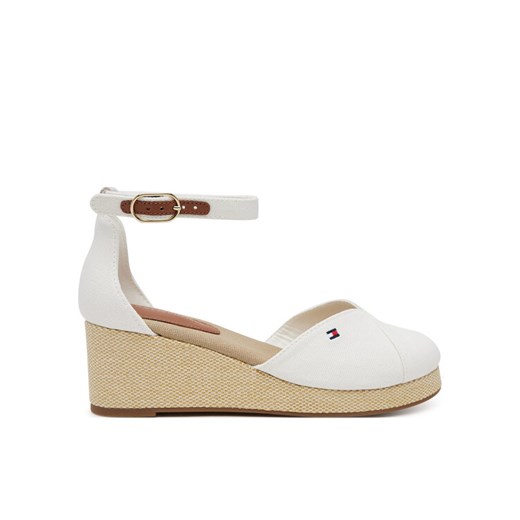 Tommy Hilfiger Półbuty Flag Closed Toe Mid Wedge Espad FW0FW08657 Biały ze sklepu MODIVO w kategorii Espadryle damskie - zdjęcie 182685577