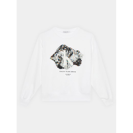 Calvin Klein Jeans Bluza Crystal Graphic IG0IG02306 Biały Regular Fit ze sklepu MODIVO w kategorii Bluzy chłopięce - zdjęcie 182685879