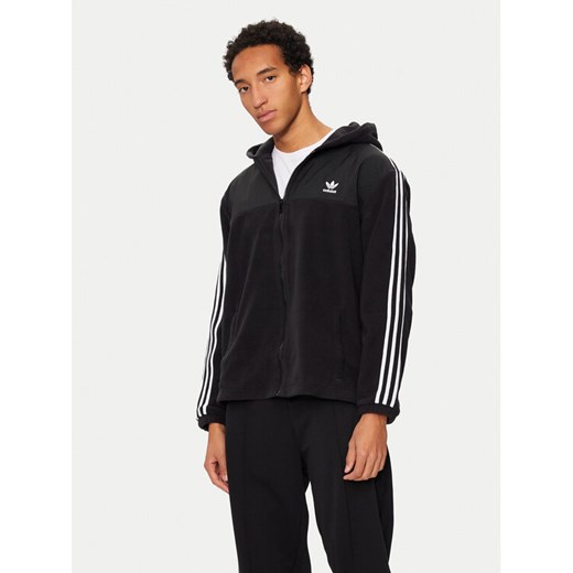 adidas Bluza adicolor 3-Stripes Teddy IZ4802 Czarny Regular Fit ze sklepu MODIVO w kategorii Bluzy męskie - zdjęcie 182685939