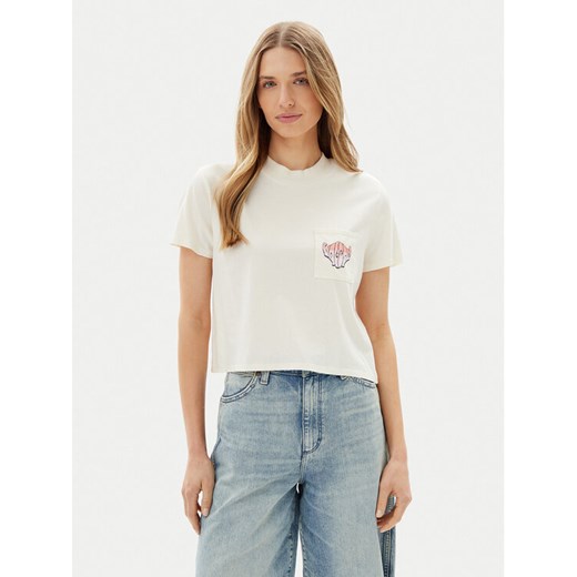 Volcom T-Shirt Pocket Dial B3512500 Écru Boxy Fit ze sklepu MODIVO w kategorii Bluzki damskie - zdjęcie 182686118