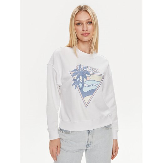 Guess Bluza W4GQ11 KBK32 Biały Relaxed Fit ze sklepu MODIVO w kategorii Bluzy damskie - zdjęcie 182686169