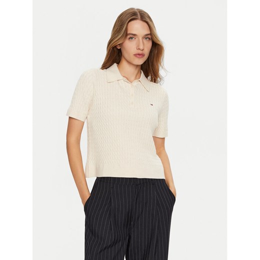 Tommy Hilfiger Sweter WW0WW43957 Écru Regular Fit ze sklepu MODIVO w kategorii Swetry damskie - zdjęcie 182686226